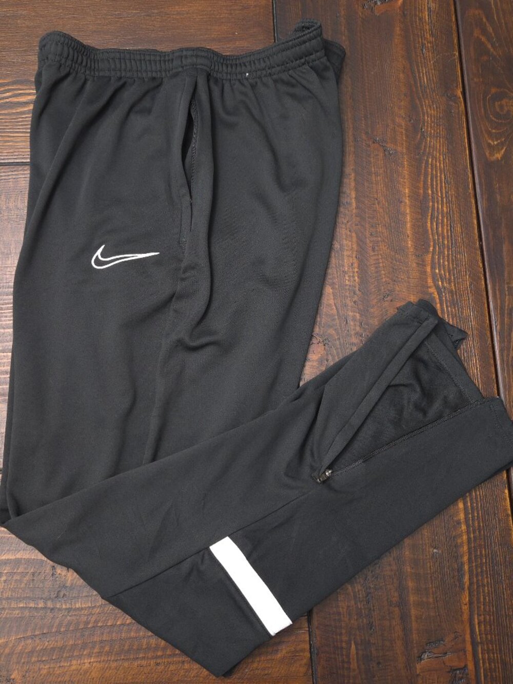 Nike Dri-FIT Track Pants Mens Medium Black Soccer Training Ankle Zippers